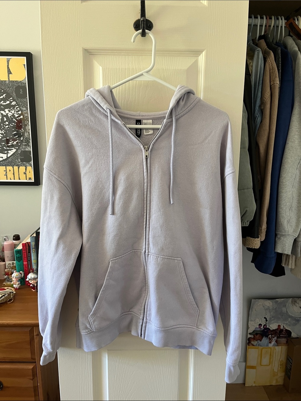 Light Lavender Zip-Up Hoodie Sweater